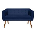 Sofá Namoradeira E 2 Poltronas Julia Pé Palito Castanho Suede