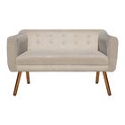 Sofá Namoradeira E 2 Poltronas Julia Pé Palito Castanho Suede