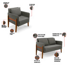 Sofá Namoradeira E 2 Poltronas Lana Suede Grafite Base Madeir