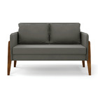 Sofá Namoradeira E 2 Poltronas Lana Suede Grafite Base Madeir