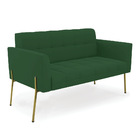 Sofá Namoradeira E 2 Poltronas Pé De Ferro Dourado Elisa Velu