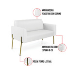 Sofá Namoradeira E 2 Poltronas Pé De Ferro Dourado Marisa Cor