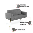 Sofá Namoradeira E 2 Poltronas Pé De Ferro Dourado Marisa Lin