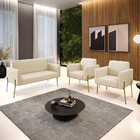 Sofá Namoradeira E 2 Poltronas Pé De Ferro Dourado Marisa Lin