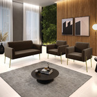 Sofá Namoradeira E 2 Poltronas Pé De Ferro Dourado Marisa Sue