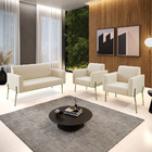 Sofá Namoradeira E 2 Poltronas Pé De Ferro Dourado Marisa Sue