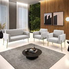 Sofá Namoradeira E 2 Poltronas Pé De Ferro Dourado Marisa Vel