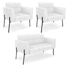 Sofá Namoradeira E 2 Poltronas Pé De Ferro Preto Elisa Corano