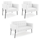 Sofá Namoradeira E 2 Poltronas Pé De Ferro Preto Elisa Corino