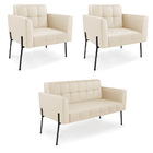 Sofá Namoradeira E 2 Poltronas Pé De Ferro Preto Elisa Corino