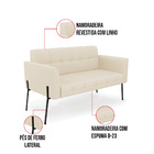 Sofá Namoradeira E 2 Poltronas Pé De Ferro Preto Elisa Linho