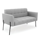 Sofá Namoradeira E 2 Poltronas Pé De Ferro Preto Elisa Suede