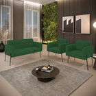 Sofá Namoradeira E 2 Poltronas Pé De Ferro Preto Elisa Veludo