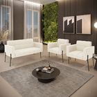 Sofá Namoradeira E 2 Poltronas Pé De Ferro Preto Elisa Veludo