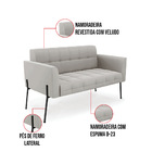 Sofá Namoradeira E 2 Poltronas Pé De Ferro Preto Elisa Veludo