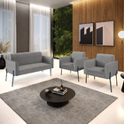 Sofá Namoradeira E 2 Poltronas Pé De Ferro Preto Marisa Linho