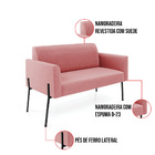 Sofá Namoradeira E 2 Poltronas Pé De Ferro Preto Marisa Suede