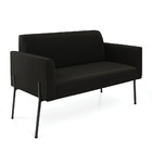 Sofá Namoradeira E 2 Poltronas Pé De Ferro Preto Marisa Suede