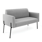 Sofá Namoradeira E 2 Poltronas Pé De Ferro Preto Marisa Suede