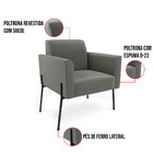 Sofá Namoradeira E 2 Poltronas Pé De Ferro Preto Marisa Suede