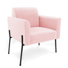 Sofá Namoradeira E 2 Poltronas Pé De Ferro Preto Marisa Suede