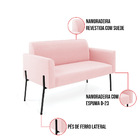 Sofá Namoradeira E 2 Poltronas Pé De Ferro Preto Marisa Suede