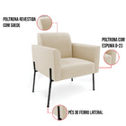 Sofá Namoradeira E 2 Poltronas Pé De Ferro Preto Marisa Suede