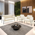 Sofá Namoradeira E 2 Poltronas Pé De Ferro Preto Marisa Velud