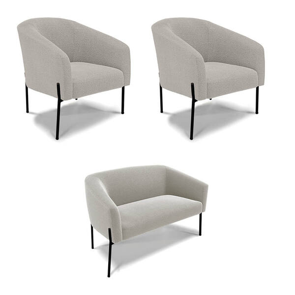 Sofá Namoradeira E 2 Poltronas Pé Ferro Pto Stella Bouclê Cin