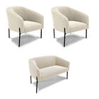 Sofá Namoradeira E 2 Poltronas Pé Ferro Pto Stella Bouclê D03