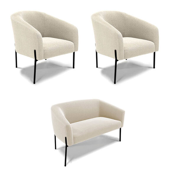 Sofá Namoradeira E 2 Poltronas Pé Ferro Pto Stella Bouclê D03