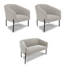 Sofá Namoradeira E 2 Poltronas Pé Ferro Pto Stella Bouclê D03