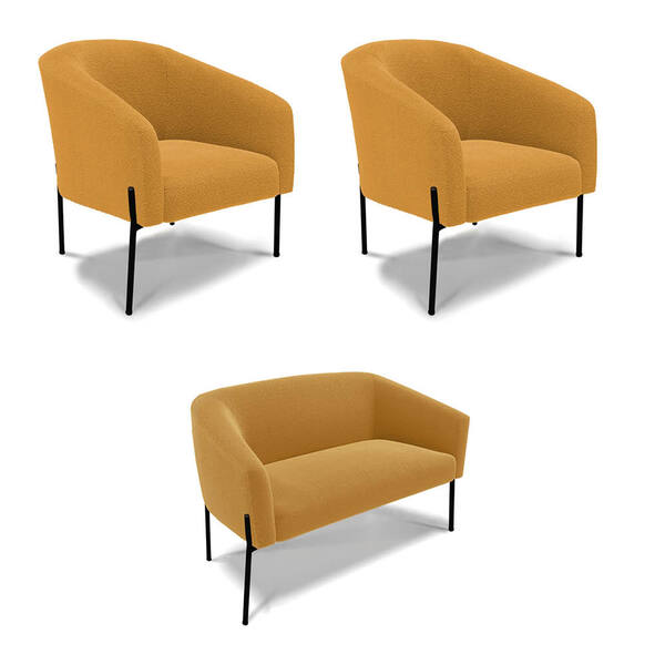 Sofá Namoradeira E 2 Poltronas Pé Ferro Pto Stella Bouclê D03