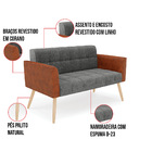 Sofá Namoradeira E 2 Poltronas Pés Palito Natural Elisa Nozes