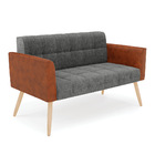 Sofá Namoradeira E 2 Poltronas Pés Palito Natural Elisa Nozes