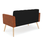 Sofá Namoradeira E 2 Poltronas Pés Palito Natural Elisa Nozes