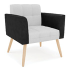 Sofá Namoradeira E 2 Poltronas Pés Palito Natural Elisa Preto