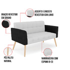 Sofá Namoradeira E 2 Poltronas Pés Palito Natural Elisa Preto