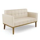 Sofá Namoradeira E Poltrona Base De Madeira Castanho Elisa Co