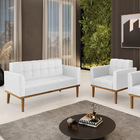 Sofá Namoradeira E Poltrona Base De Madeira Castanho Elisa Co