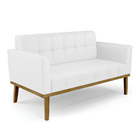 Sofá Namoradeira E Poltrona Base De Madeira Castanho Elisa Co