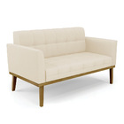 Sofá Namoradeira E Poltrona Base De Madeira Castanho Elisa Li