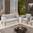 Sofá Namoradeira E Poltrona Base De Madeira Castanho Elisa Ve