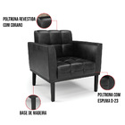 Sofá Namoradeira E Poltrona Base De Madeira Preto Elisa Coran