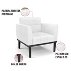 Sofá Namoradeira E Poltrona Base De Madeira Preto Elisa Coran