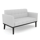 Sofá Namoradeira E Poltrona Base De Madeira Preto Elisa Linho