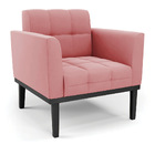 Sofá Namoradeira E Poltrona Base De Madeira Preto Elisa Suede