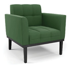 Sofá Namoradeira E Poltrona Base De Madeira Preto Elisa Suede