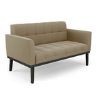 Sofá Namoradeira E Poltrona Base De Madeira Preto Elisa Suede