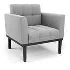 Sofá Namoradeira E Poltrona Base De Madeira Preto Elisa Suede